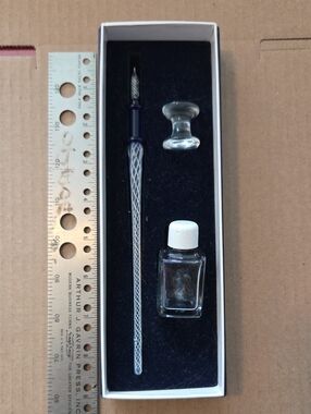 Glass Dip Pen Set in Clear and Blue - Unbranded